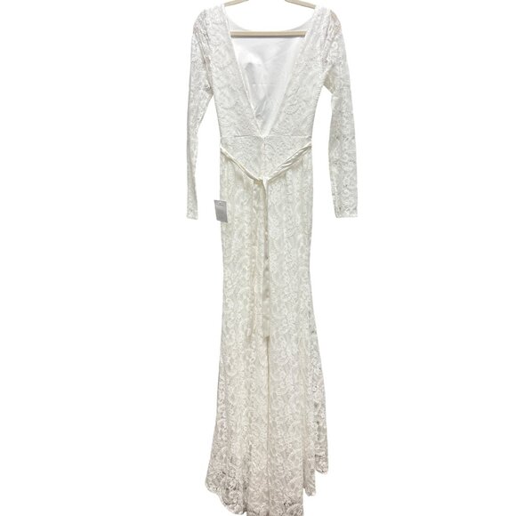 Lulu's NWT Blissful Romantic White Lace Backless Long Formal Gown Dress - Picture 8 of 9
